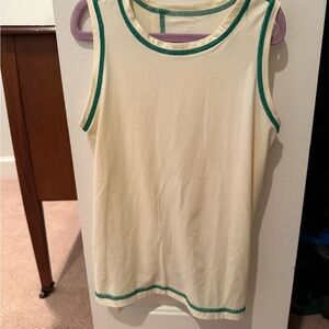 Hannah Anderson Girls Activewear Cream Tank Top with Green Trim